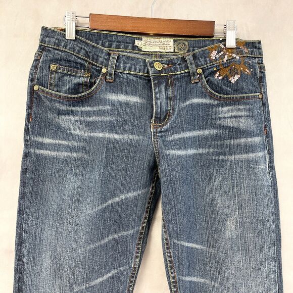 Y2K American Rag CIE Jeans Womens 9 Boot Cut Sequin Low Rise Western Retro Bling - Picture 4 of 11